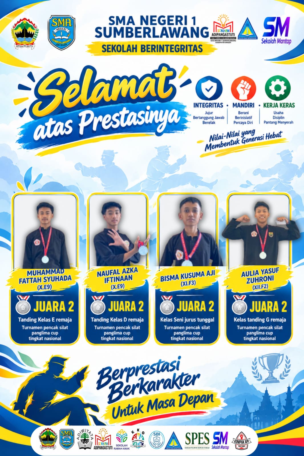 Siswa SMAN 1 Sumberlawang Borong Juara 2 di Turnamen Pencak Silat Panglima Cup Tingkat Nasional